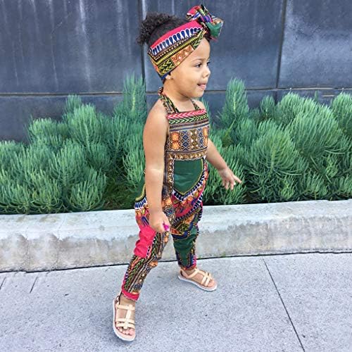 Wocachi 2023 Summertoddler Бебе девојки без ракави Дашики африкански ромпер скок Бохо скокач со играчки за играчки со глава