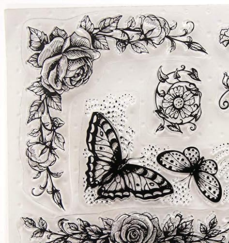 Цвеќиња од пеперутка од тикии чисти марки за правење картички и белешка, 8x8 ''