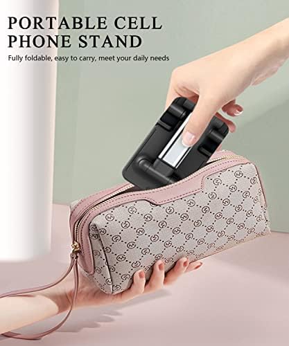Anshow преклопен мобилен телефон Стенд за биро, држач за штанд за мобилни телефони со висина, преносен заграда за мобилни телефони за паметен