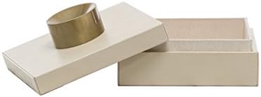 Дизајн Галери Педер кожа, украсна кутија за складирање, оцрнат златен финиш