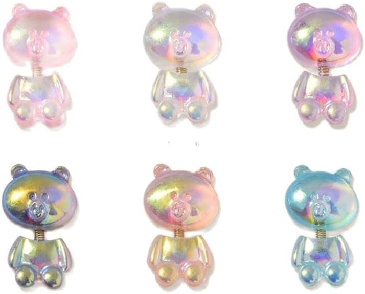 100 парчиња Кореја Аурора тресење мечка за нокти Арт додатоци за УВ гел Дизајн за маникирање на симфониска мечка 3Д декорации10.5