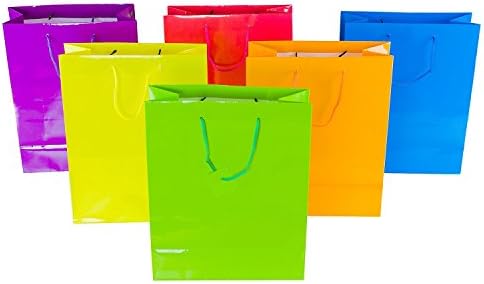 Ifavor123 разновидни вреќи за подароци за неонска светла боја за секоја пригода - голем - 12 пакет