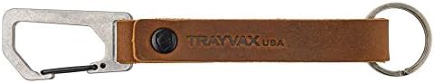 Trayvax Keyton Clip Carabiner Keychain Checeain не'рѓосувачки челик, светло кафеава
