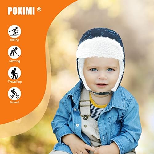 Poximi Toddler Trapper Hat Baby Winter Caps Boys Windpruof Snow Cap Girls Топло уво Шерпа, наредени капачиња за деца