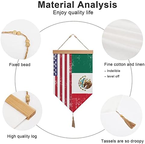 Nudquio American Mexico Flag памучно постелнина виси знаме на знак за сликање слика за внатрешна канцеларија градинарска декорација на тремот