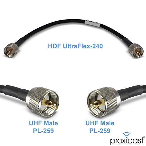 Proxicast 1 ft Ultra Flexible PL259 MALE - PL259 MALE MAPE LOW загуба 50 Ohm Coax Cable Jumper Собрание за CB/UHF/VHF/Shortwave/Ham/Amateur