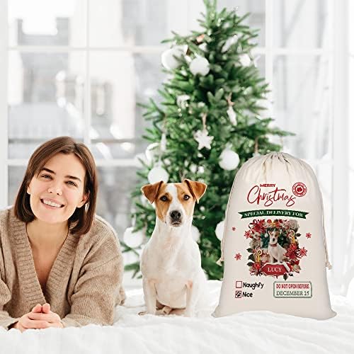 Смешни Бернски Дедо Мраз Вреќи Персонализирани Торби За Божиќни Подароци Од Ткаенина За Кучиња Со Божиќна Торба За Складирање Со