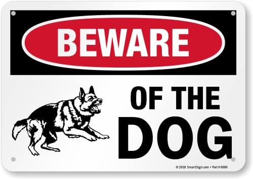 SmartSign Пазете се од знакот на кучиња - Германски овчарски знаци за ограда/wallид | 10 x 14 инчи, рефлективен алуминиумски метал, Опасно предупредување