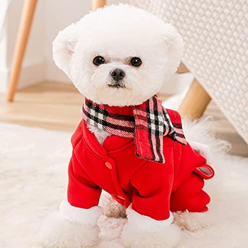 Лепсгг куче или мачка Божиќна црвена облека зимска топла облека од четири нозе миленичиња Нова година костуми облека