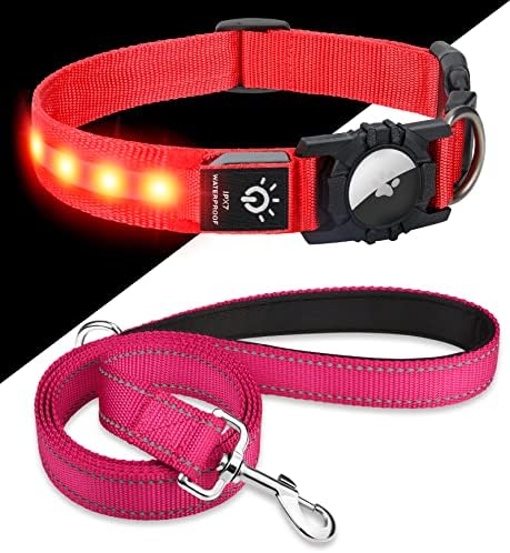 JOYTALE 14-20 '' LED јака за кучиња и 6ft двострана рефлексивна поводник, осветлете ја ноќната безбедност за полнач