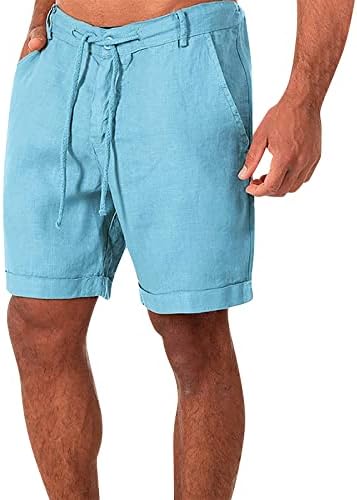 Машки карго -шорцеви од YmoSRH памучни постелнини случајни лабави шорцеви пижами џеб џогирање шорцеви панталони големи и високи