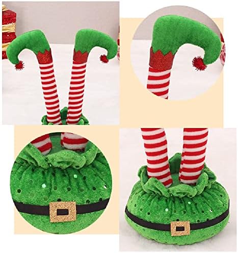 Quenny Божиќни декоративни предмети превртени елф нозе празнични забави за внатрешни украсни украси