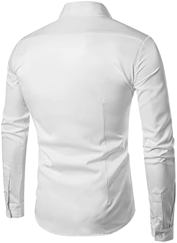 Постелна кошула за мажи плус копче со големина нагоре со опуштена маица обични кошули со долг ракав за мажи 2023 тенок работен врвови