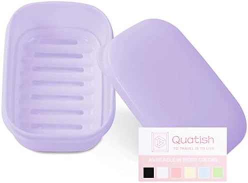 Quatish Soap Holder 1 Пакет, сапун за сапун со капакот, држач за преносни ленти за сапун, кутија за сапун со протек со перфорации,