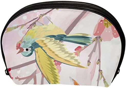 Тоалетна Торба, Козметичка Торба За Шминка За Патувања За Жени Мажи, Цветна Птица Од Розова Слива