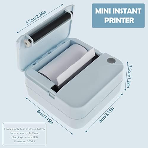 Mini Printer Tvaiger Mini, преносен термички печатач, Bluetooth без мастила за печатачи со 6 ролни печатење хартија компатибилен со iOS и Android