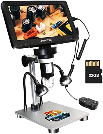 Дигитален микроскоп joruzay 7 инчи LCD дигитален микроскоп 1200x, 1080p монети микроскоп што се користи во електронското за