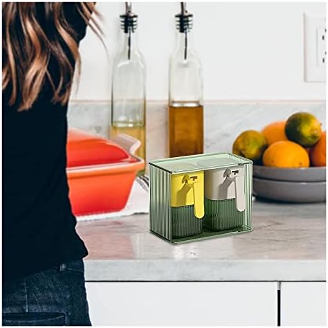 Зачинувачка кутија Kbuys со организација на покритие и лажица кујна транспарентен сад за складирање на зачини, 2 решетки