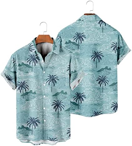 Zpervoba Mens Printed Hawaiian кошули со кратки ракави копче надолу кошули со кошули за маж маички мажи графички