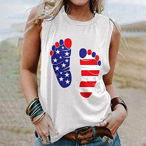 Womenенски кошули на 4 -ти јули Американски резервоар за знамиња за жени патриотски кошули летни резервоари без ракави тренингот за јога -маици