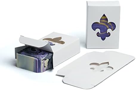 CYP White Fleur de Lis прозорец сапун кутија - Домашна пакување сапун - сапун за правење материјали - направени во САД! 50 пакет