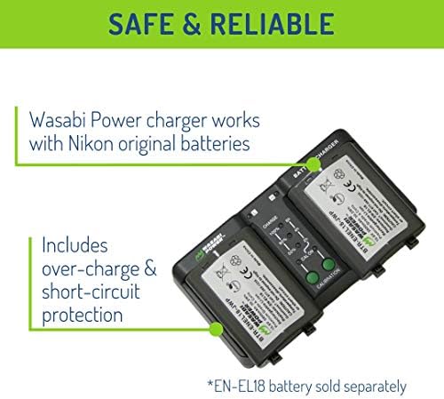 Замена на двојна батерија на Wasabi Power за Nikon MH-33, EN-EL18D и компатибилен со Nikon Z9