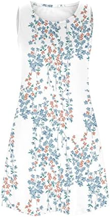 Летни фустани за жени 2023 плажа цветна маичка со суровини обични џебови бохо резервоарот фустан