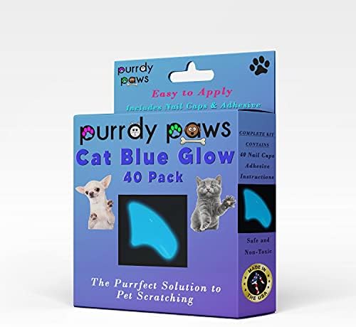 Пурди Шепи 40-Спакувајте Меки Капачиња За Нокти За Канџи За Мачки Син Сјај-Во-Темно
