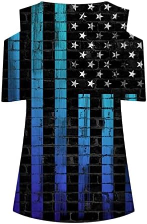 Секси секси ладно рамо на рамото на Паноегсн, патриотски маички кратки ракави, американско знаме starsвезди печатени маици