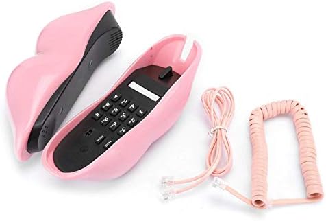 Телефонска фиксна линија Ромак, стабилна врска Креативна телефонски стил Европски стил Модерен десктоп со форма на розови усни, кабел за канцеларија