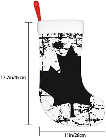Божиќни чорапи за божиќни чорапи Тенки сина линија Канада знаме со двострано камин што виси чорапи