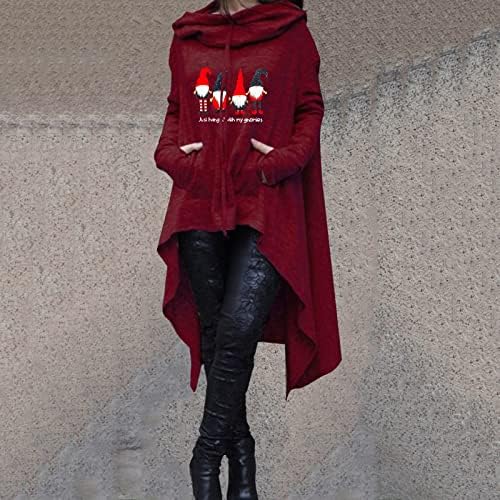 Деласи бургундски женски фестивал Божиќ Божиќни палто со капчиња палто за џемпери фигура симпатична со аспираторски палта 7ц м