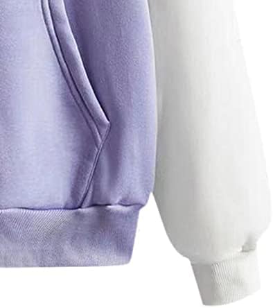 Womenените модни букви печати худи со долги ракави со качулка со качулка, врвен качулка, женски худи пуловер, џемпер Виолетово