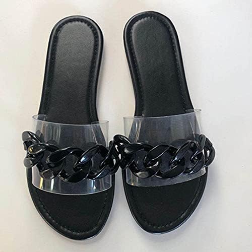 Сандали за жени летни обични рамни папучи бои за бонбони транспарентни удобни чевли на плажа римски сандал флип флоп