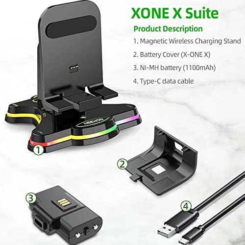 Контролер Батерија За Полнење Со Приклучок За Магнетна Безжична Станица За Полнач За Gamepad За Xbox Серија X|S/Xbox One/Xbox One /