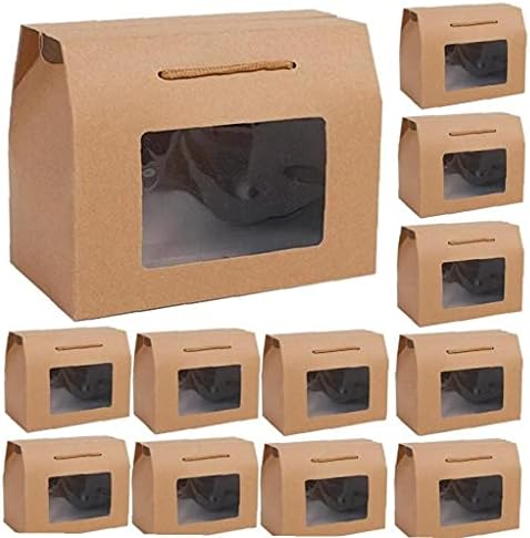 12 парчиња Хартиена Кутија За Подароци Кутија За Забава Со Проѕирен Прозорец Пекарница За Пакување За Кекс Бонбони Леб