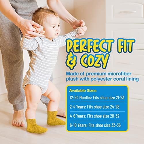 Дебра Вајтнер 6 пара топли нејасни чорапи за деца со грипири - чорапи за лизгање со лизгање за мали деца за мали деца