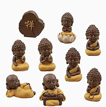 Zyzmh 9pc будистичка монах статуа мини фигура украс занает занаетчиски декор за минијатурна кукла за торта за торта DIY додатоци