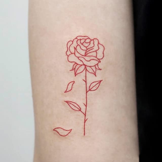 5 компјутери водоотпорна налепница за привремена тетоважа црвена роза цвет линии Дизајн на тело уметност лажна тетоважа блиц тетоважа