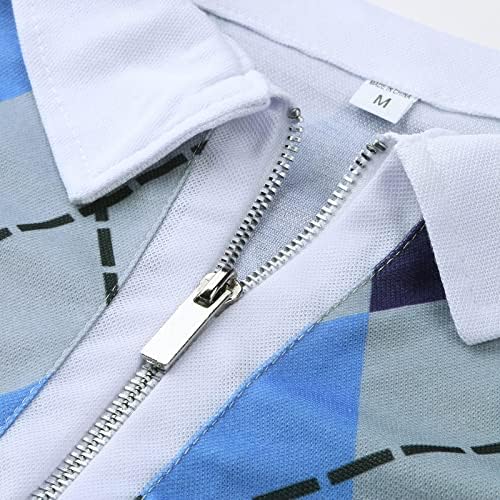 Xxbr zipper polo кошули за мажи, летен шарен графички тенок фит маичка за кратки ракави, деловно работење, обичен врв за работа, носат