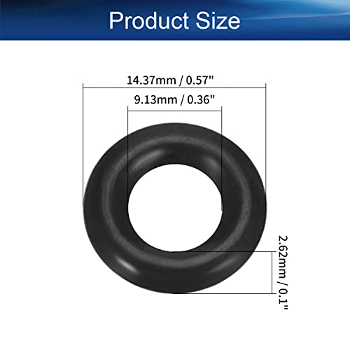 Bettomshin 10pcs нитрилна гума О-прстени, 14,37мм ОД 9,13мм ID 2,62 мм ширина, метричка запечатување на заптивка за заптивка за запечатување