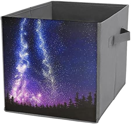Ѕвезденото Небо Склопувачки Коцки За Складирање Ткаенини Кутија 11 Инчни Преклопливи Канти за Складирање Со Рачки