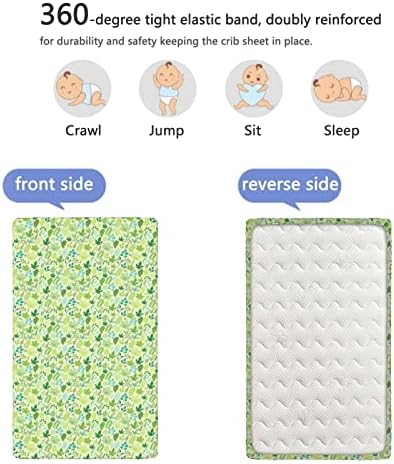 Тематски тематски леб за креветчиња, стандарден сад за креветчиња, ултра мек материјал-бебе, за момчиња девојчиња, 28 „x52“, пастелно зелено