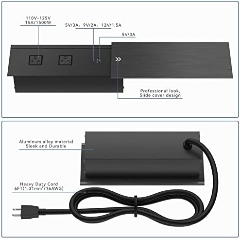 Вдлабната лента за напојување со PD 20W USB-C, десктоп моќна кутија за поврзување, кутија за поврзување, излез на маса со 2 продажни