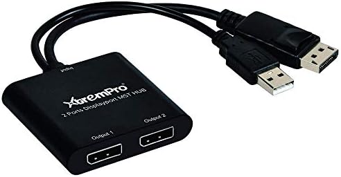 Xtrempro 2 порта DisplayPort MST Hub Splitter Поддршка HDCP, SST и Extended MST, 3840X2160P@30Hz - црно