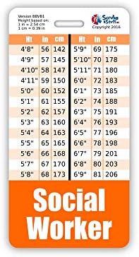 Социјални работнички значки Бади вертикална w/висина и табели за конверзија на тежината
