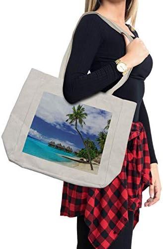 Амбесон Тропска торба за купување, водени бунгалови на тропско одморалиште Бора Бора Остров Пацифик Океан Панорама, еколошка торба за