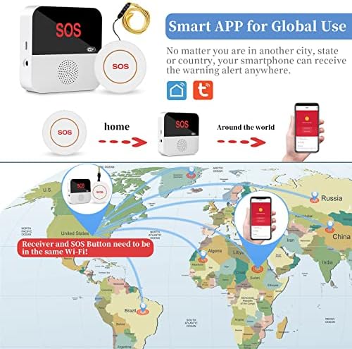 Негувател на пејгер безжичен, Shinmax WiFi Smart App App App Murse System System System System Повик за повик за стари лица/дома/пациенти/оневозможено/училиште