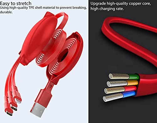 Multi USB кабел за полнење за полнење 3A, 3 IN1 конектор за брз полнач со двојни адаптер за порт -порта за двојни телефони/тип