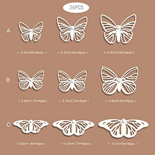 Пинкблум бели пеперутки украси 3Д пеперутки wallидни уметнички декорации налепници DIY отстранлив хартија бисер пеперутка за